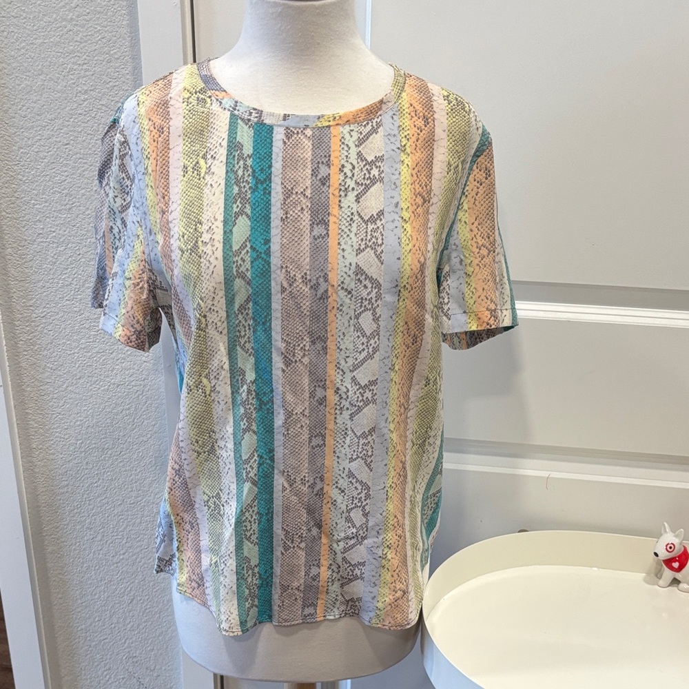 Equipment Riley Snake Print Short Sleeve Top